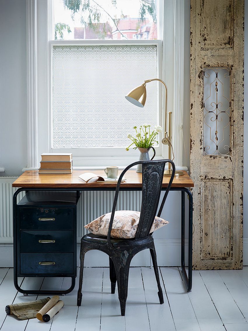 Small home office with distressed door frame [From: The Window Film Company UK]