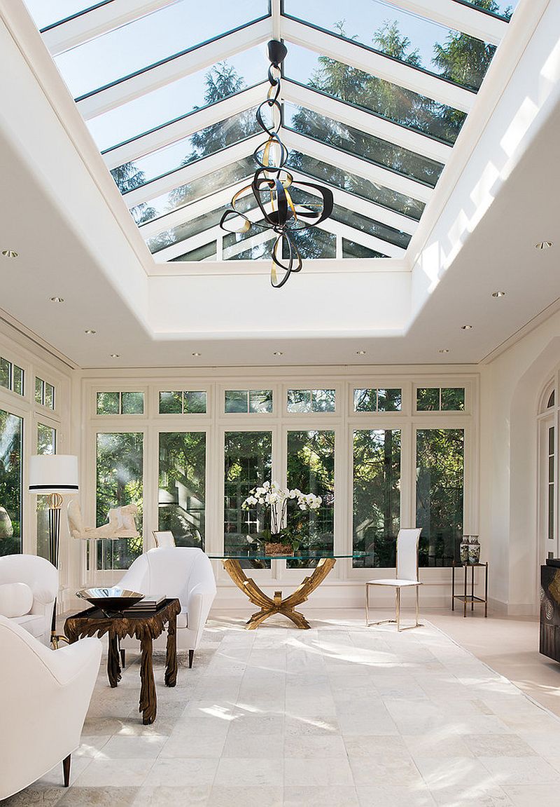 Spacious and comfy sunroom in white