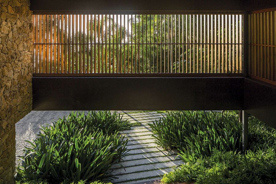 Sunscreen panels create a perfect blend of natural ventilation and privacy