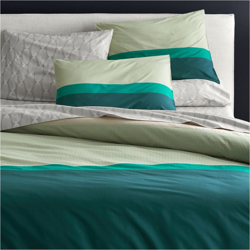 Teal striped bedding from CB2