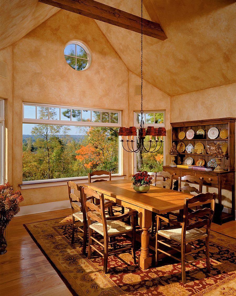 Textured walls for spacious dining room with warm hues [Design: Witt Construction]