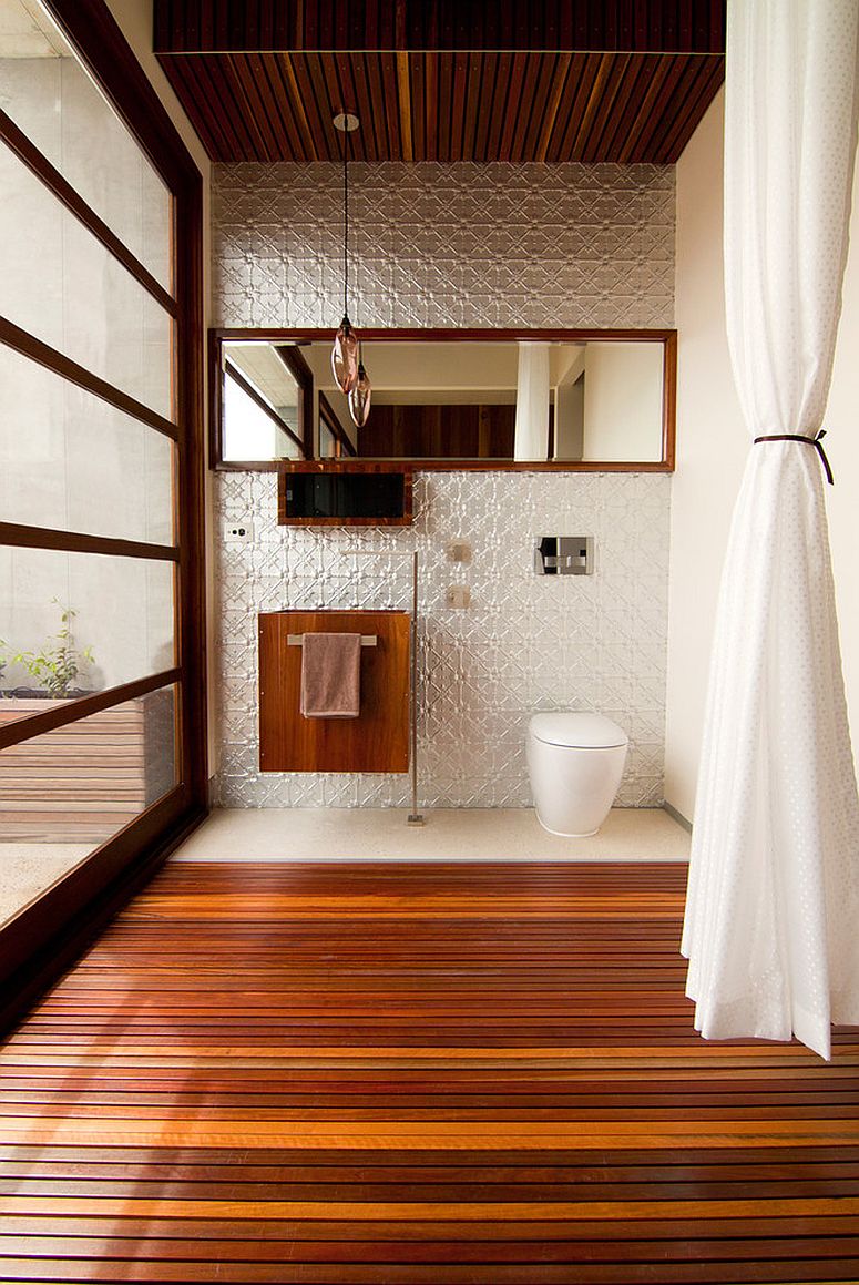 Timber duckboard makes a comeback in the contemporary bathroom [Design: alsoCAN Architects / Jane McDougall Photography]