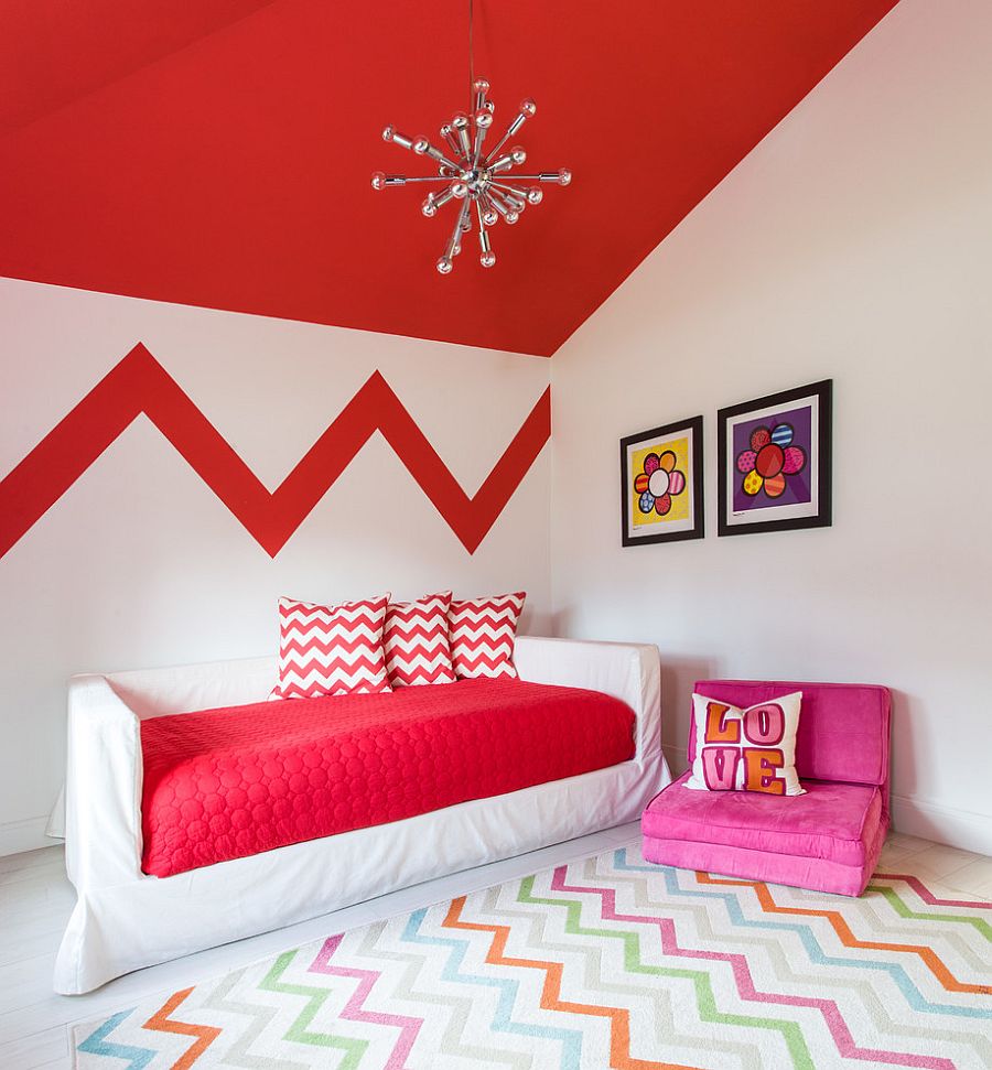 Trendy rug brings vivacious chevron brilliance to the kids' room [Design: B.Design]