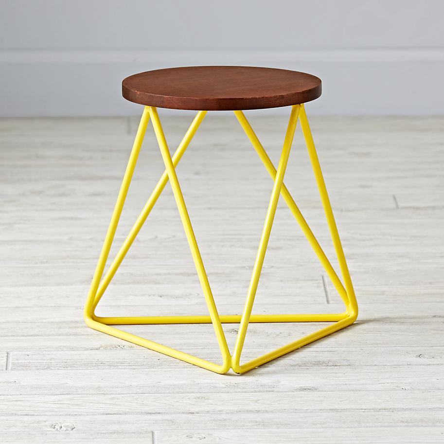 Wood and metal geo stool from The Land of Nod