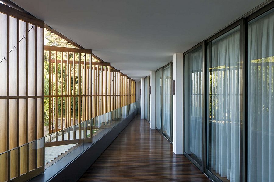 Wooden shutters bring in light and gentle seaside breeze