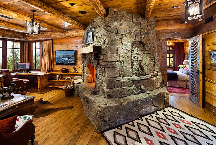 You do not need stone walls with a fireplace like this!