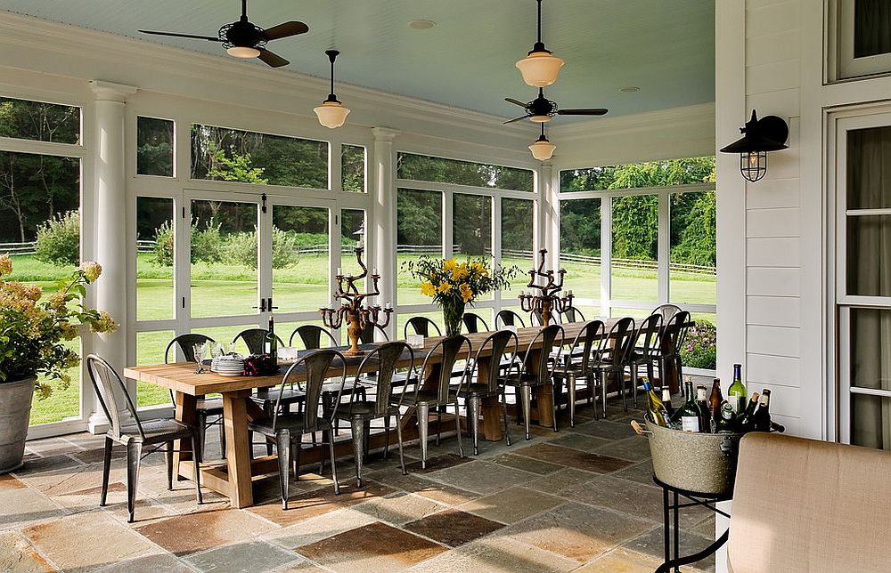 A dashing farmhouse dining room with the Marais A Chair in full strength