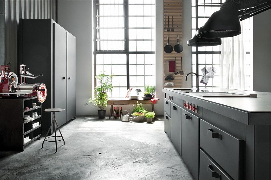 A flood of natural light gives the dark kitchen an open look