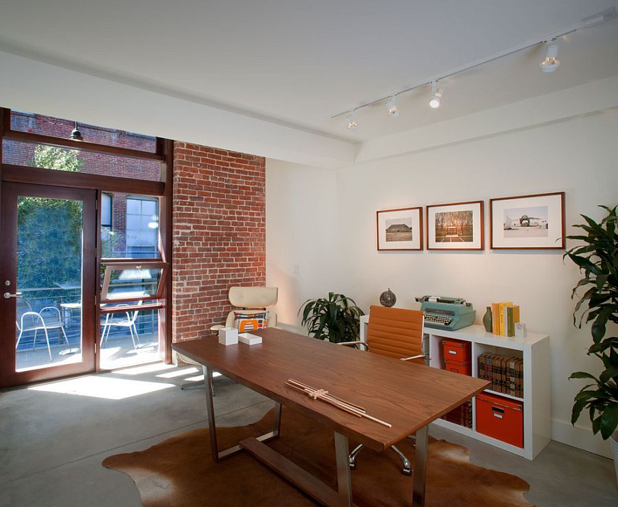 Accent brick wall for the modern home office