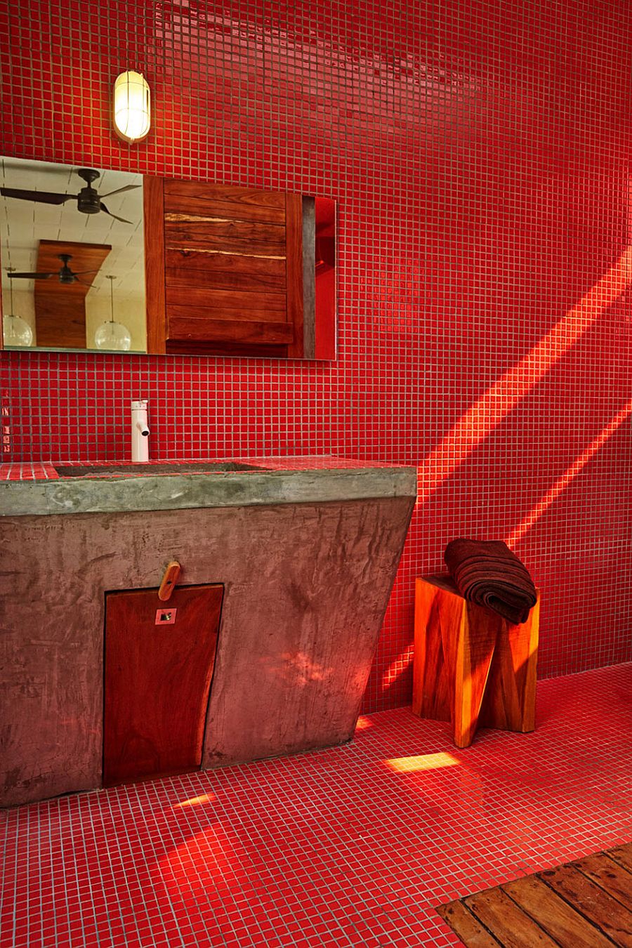 Bathroom vanity in polished concrete