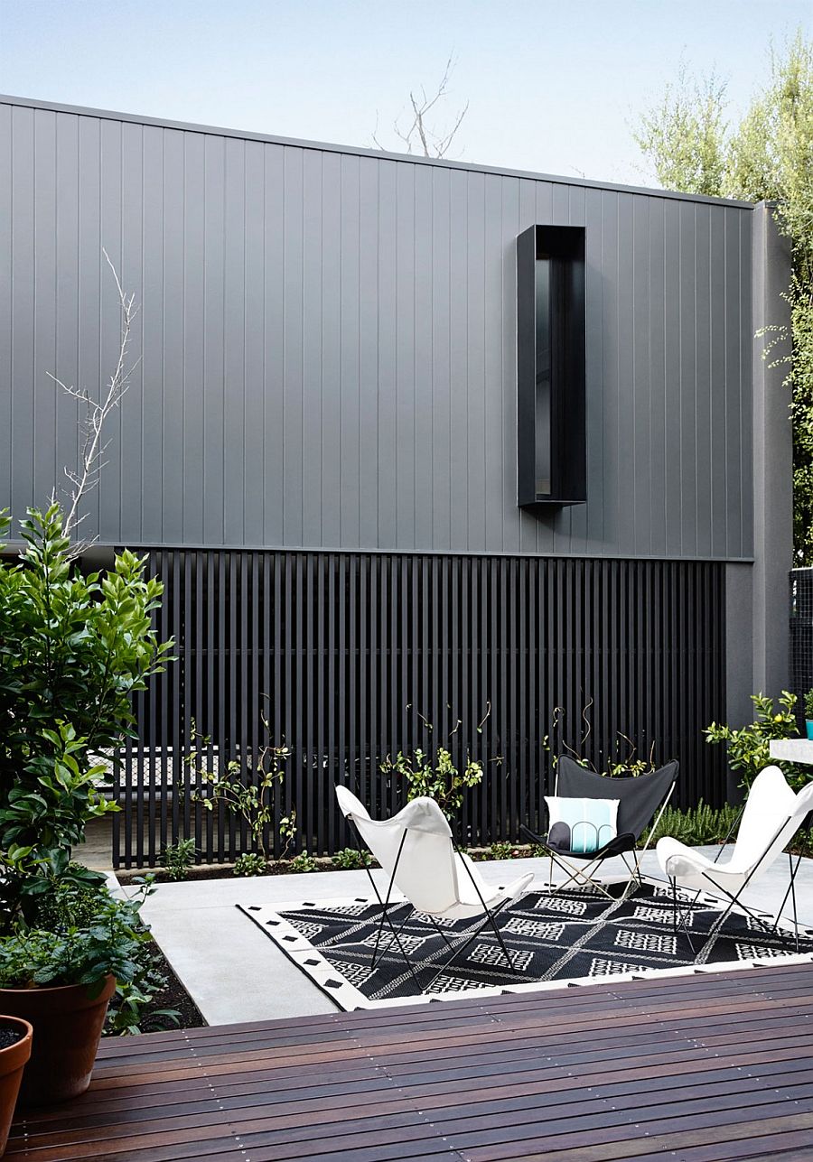 Beautiful gray facade of the Elwood Townhouse in Victoria