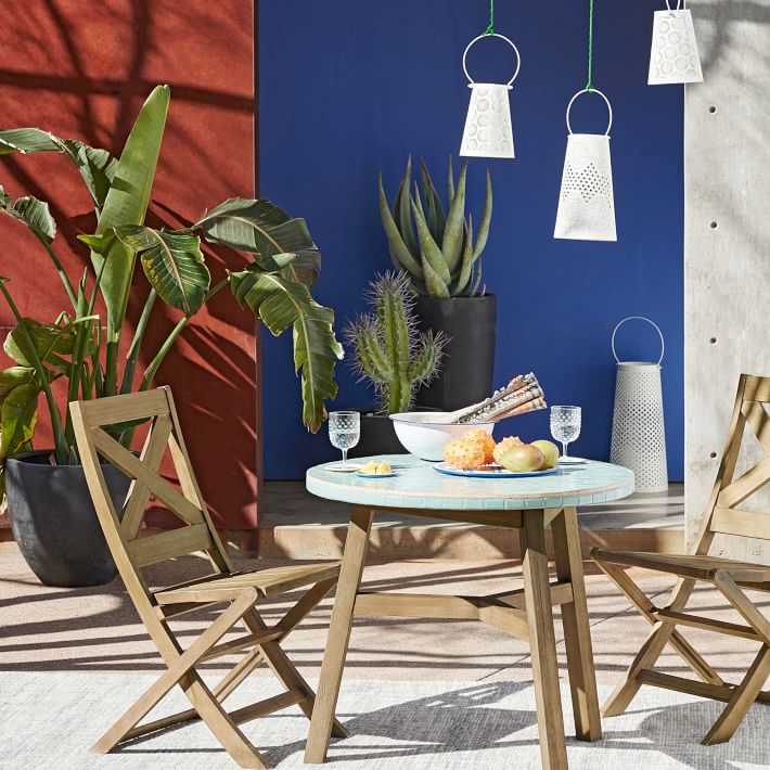 Blue bistro table from West Elm