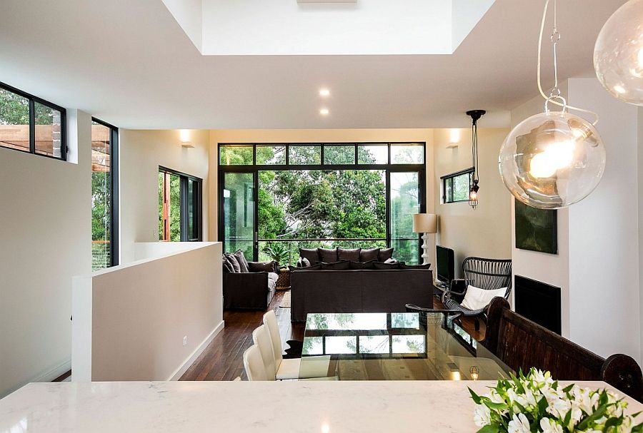 Central living area of the house overlooking the canopy