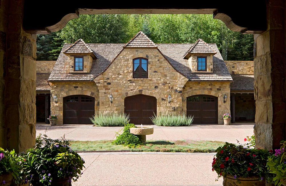 Classic stone exterior of the fabulous rustic ranch