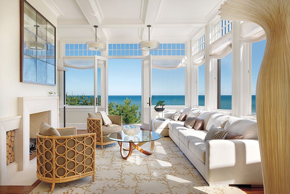 Classy beach style sunroom with in swing French doors [From: Marvin Windows and Doors]