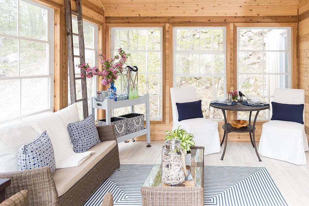 Combine cottage and beach styles for a relaxing sunroom