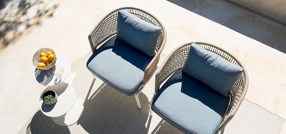 Comfy outdoor chairs with water-resistant cushions