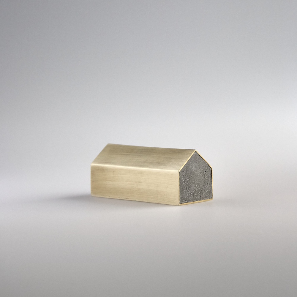 Concrete House Paperweight (Brass)