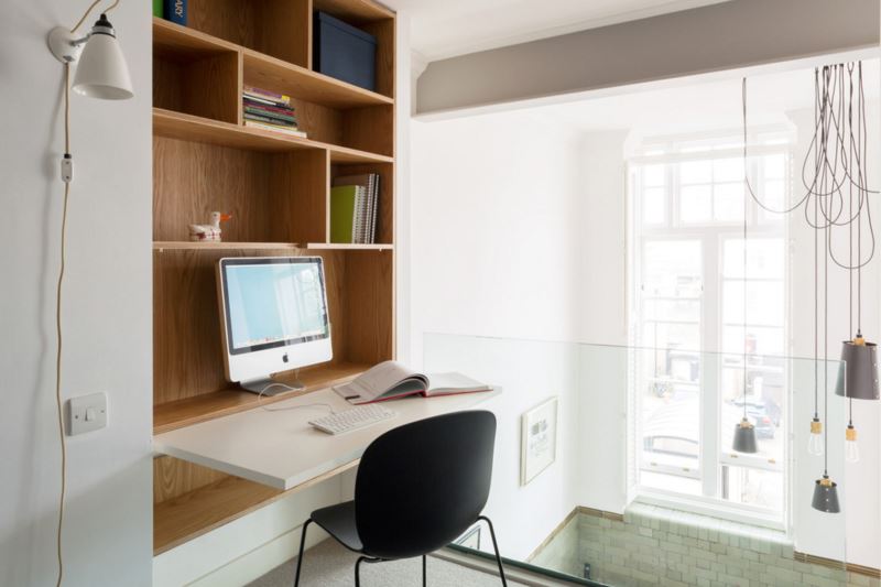 Contemporary office area with a fold-down desk