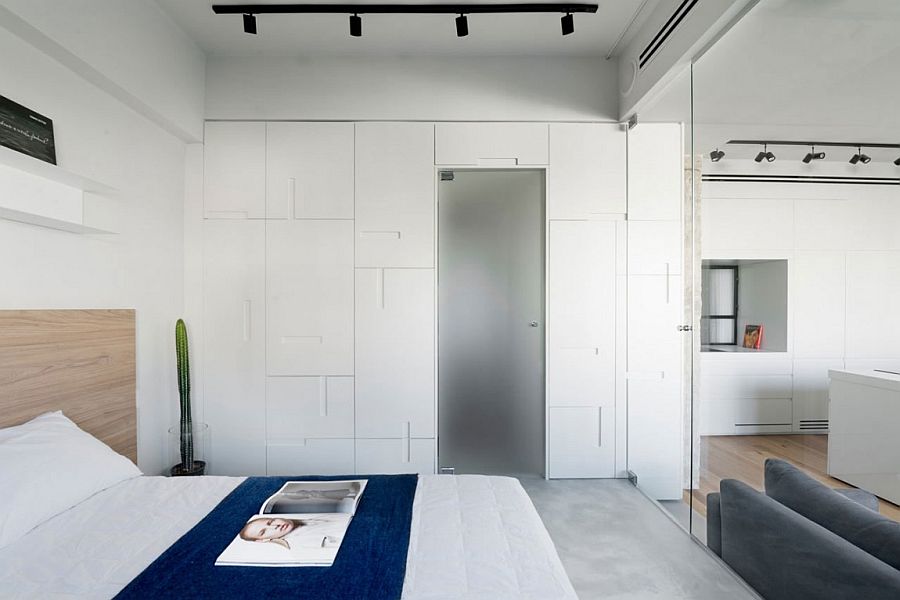 Custom cabinets in the bedroom give it a chic, contemporary look