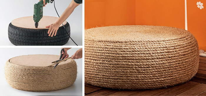 DIY rope ottoman from DIY For Life