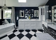 Dashing-master-bathroom-with-a-collection-of-mirrors-above-the-vanity-217x155