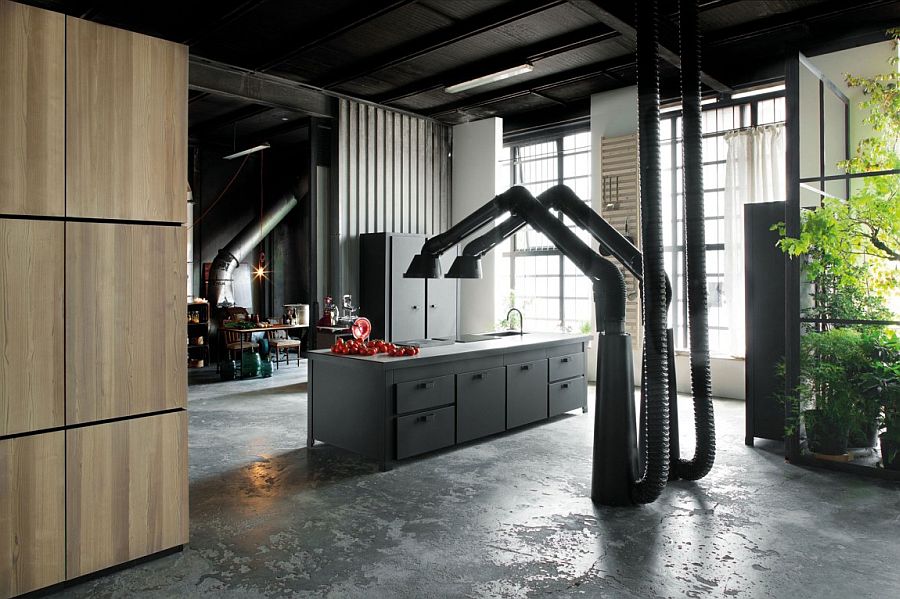 Dramatic and refined kitchen design with industrial flair