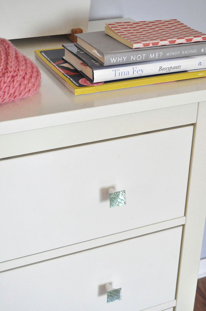 Drawer knobs created from old CDs