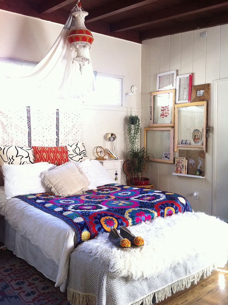 Eclectic and bohemian styles go hand in hand in this bedroom [From: The Jungalow ]