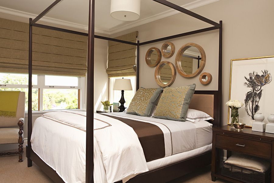 Elegant way to spice up the headboard wall in the bedroom with mirrors