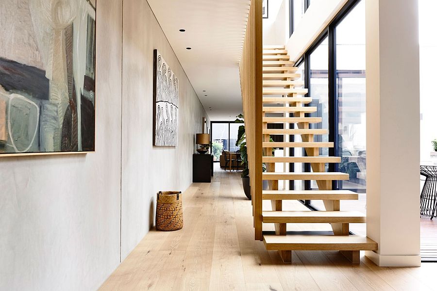Fabulous crafted timber stairs leads to the top level