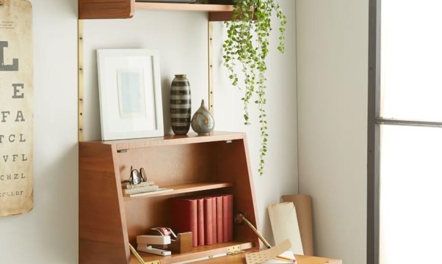20 Space Saving Fold Down Desks To, Built In Bookcase With Fold Down Desktop