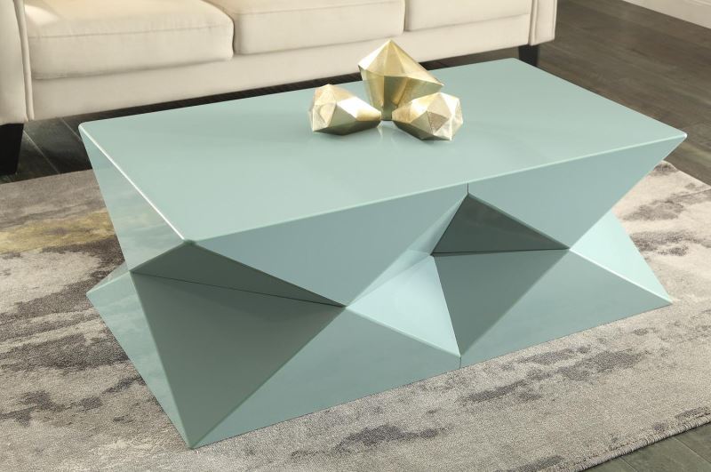 Geo objects top a contemporary coffee table