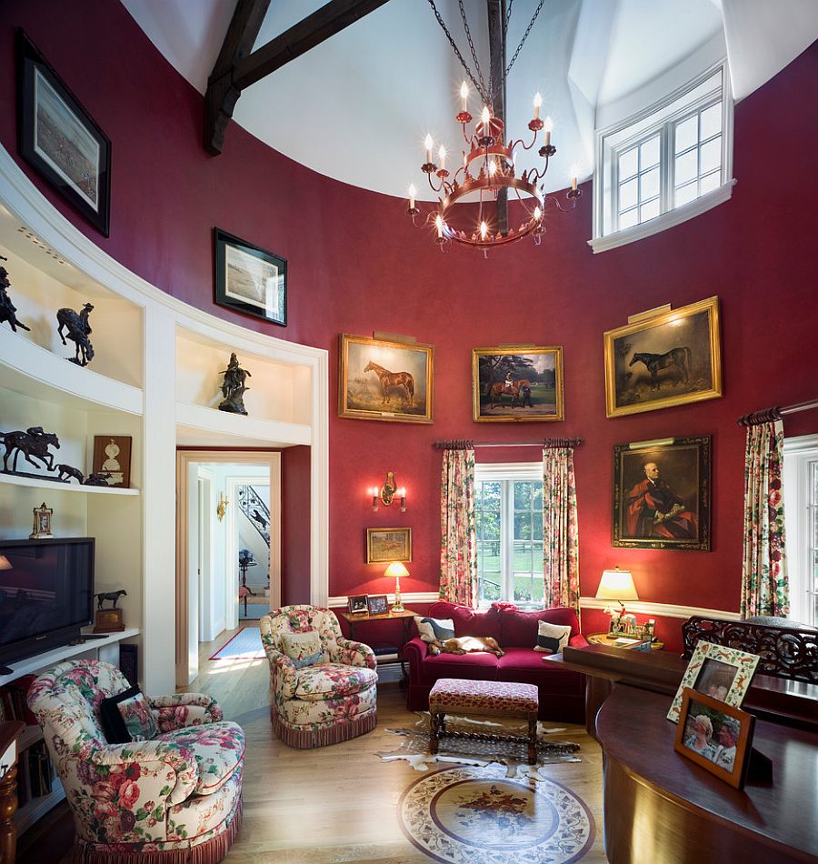 Grand Victorian living room with a splash of purple