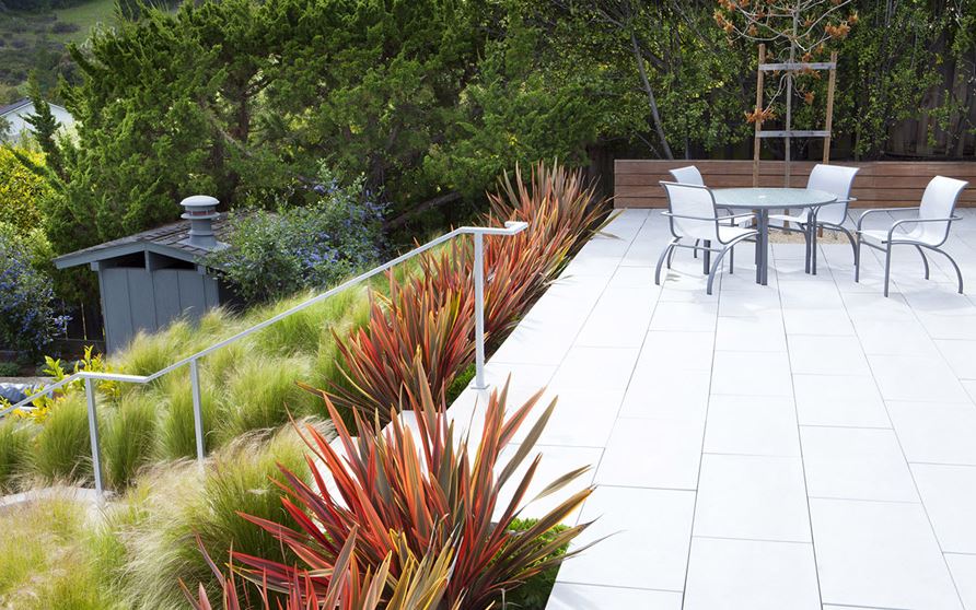 Hillside garden with native grasses