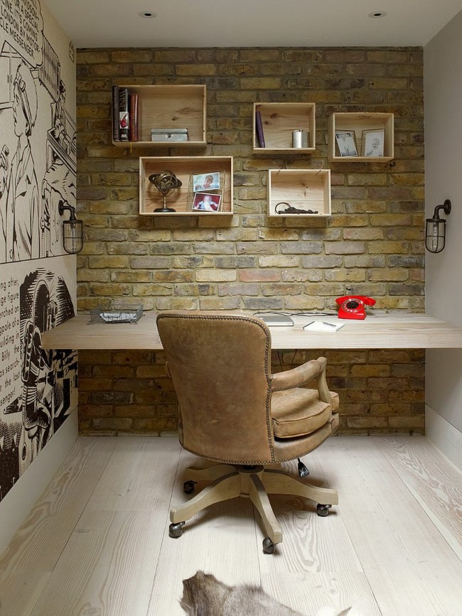 Trendy Textural Beauty 25 Home Offices with Brick Walls