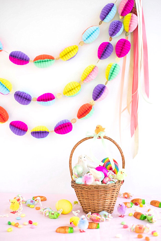 Honeycomb Easter egg garland from Oh Happy Day