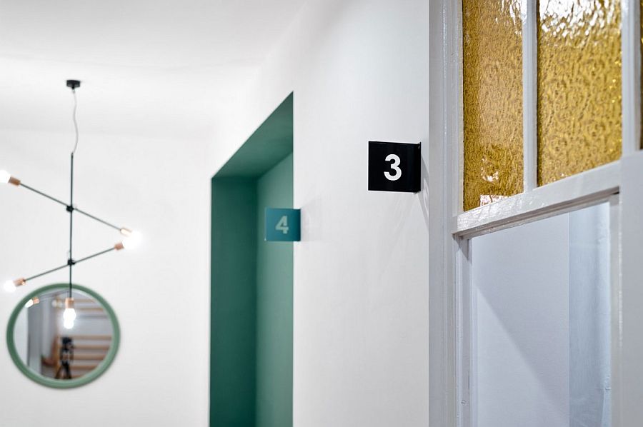Individual rooms inside the 4 bedroom rental apartment numbered