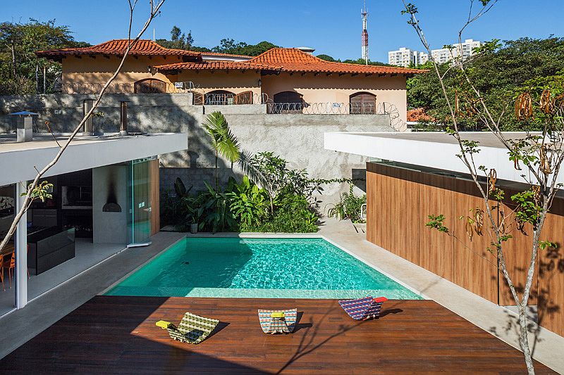 Interior of the home is connected visually with the pool area