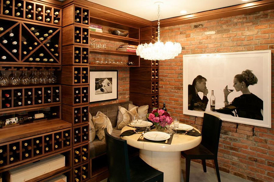 Make use of the corner space in the wine cellar [Design: Diane Burgio Design]