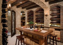 Mediterranean-wine-storage-and-tasting-room-with-stone-walls-217x155