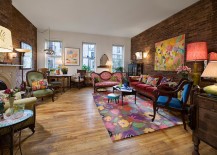 Modern Victorian living room with a colorful, eclectic touch