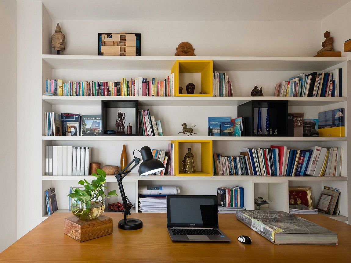 Organized home office and library design