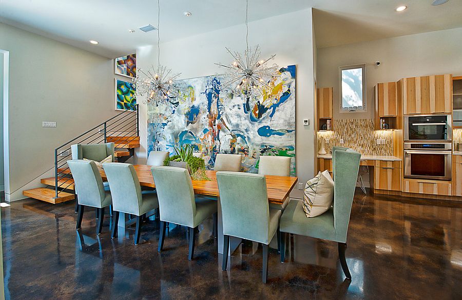 Oversized wall art is perfect for the modern dining room [From: Bryant Hill Media]