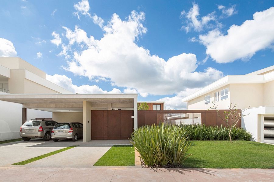 Private entrance of the home conceals its expansive form