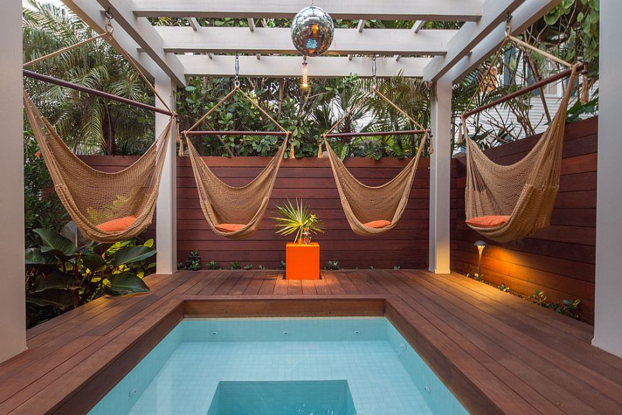 Relaxing and stylish tropical style pool deck and landscape [Design: Craig Reynolds Landscape Architecture]