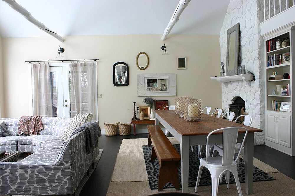 Shabby chic dining room with Tolix cafe chair