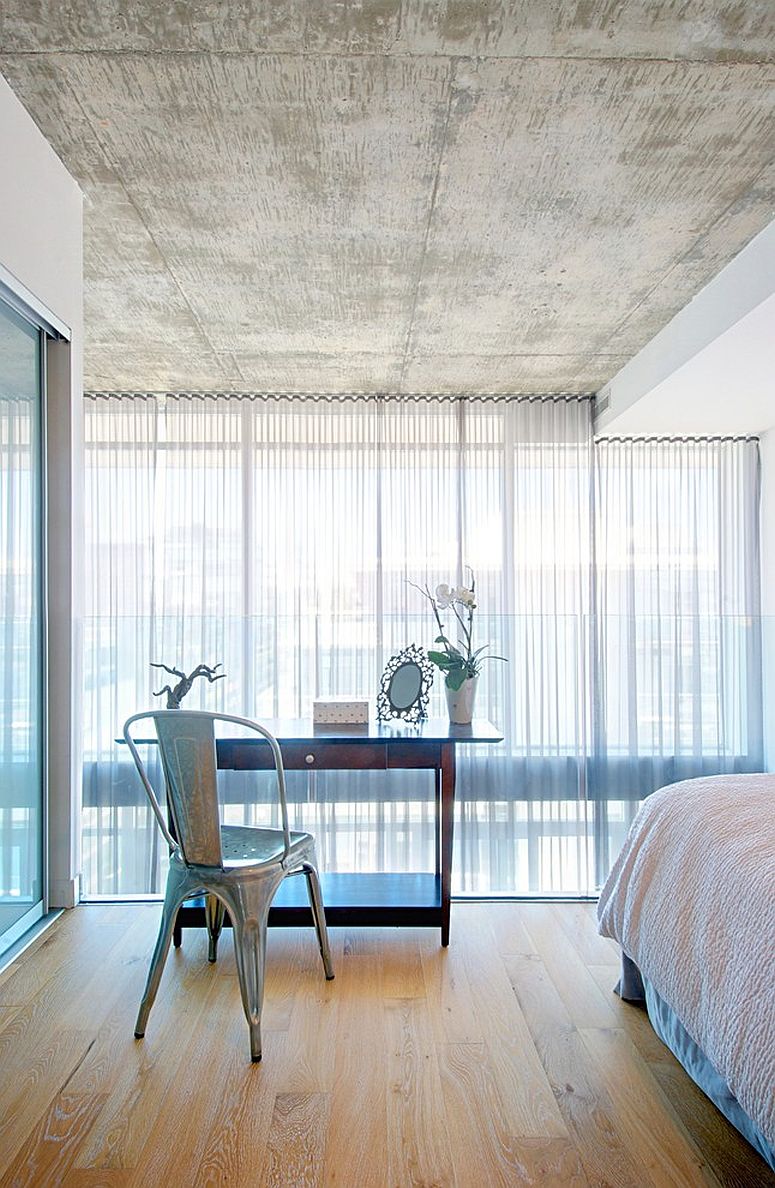 Small workspace in the contemporary bedroom with the Tolix Marais A Chair [From: Andrew Snow Photography]