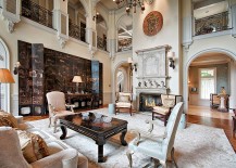 Spacious, double-height living room with modern Victorian style