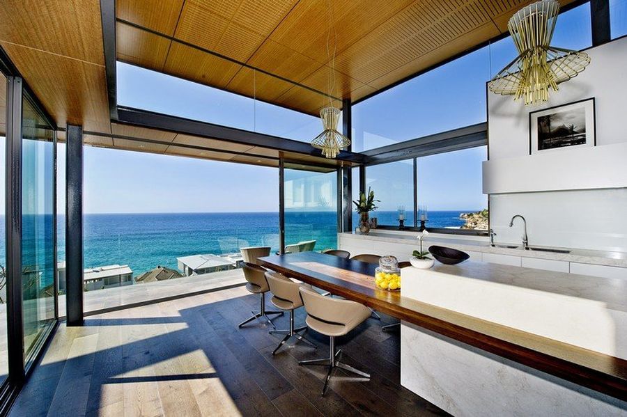 Spacious kitchen of luxury Sydney house with ocean views [Design: Rolf Ockert Architects and Designers]